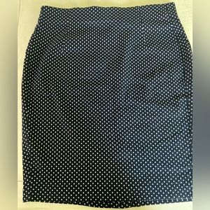 Lane Bryant navy polka dot pencil skirt